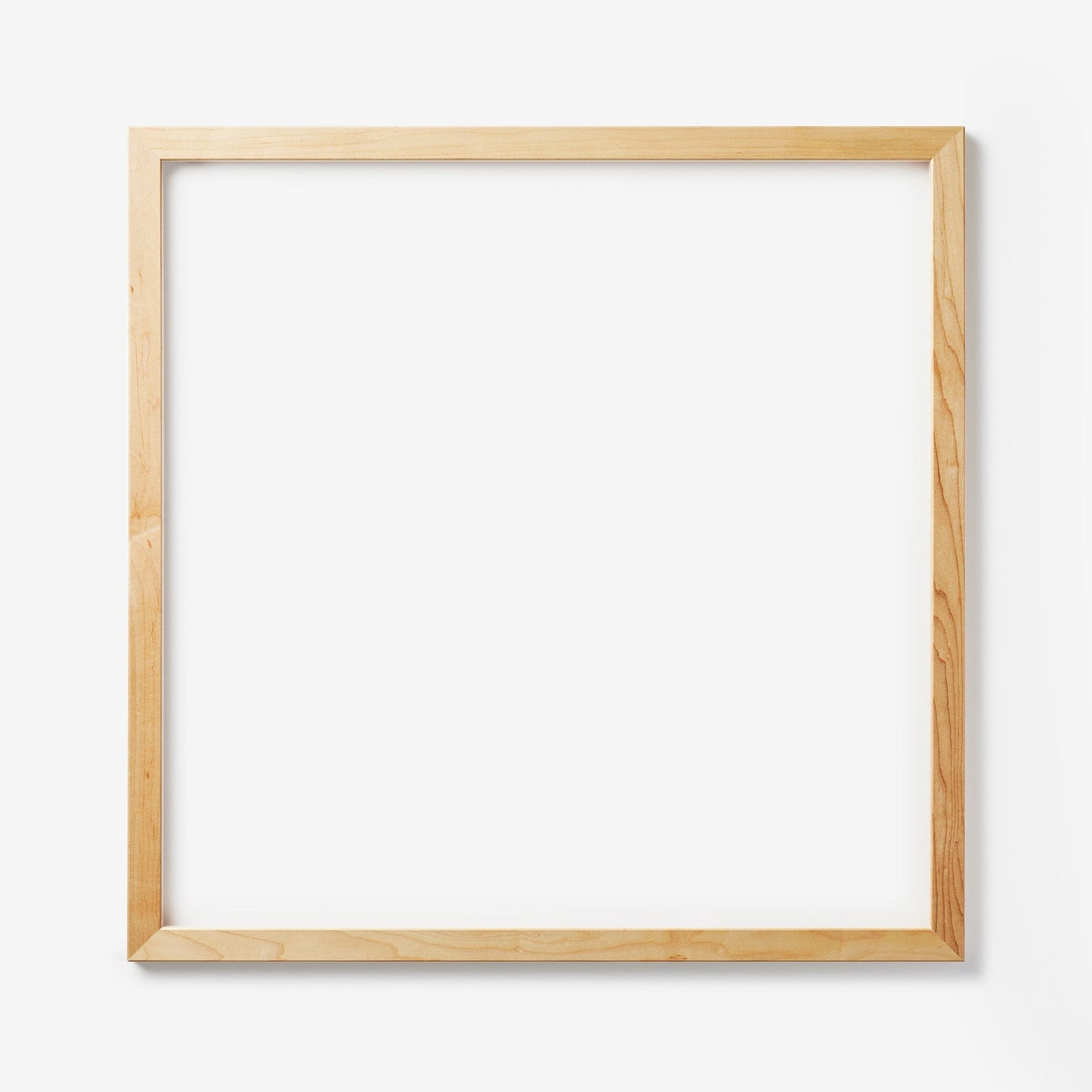 A large square maple wood frame on a white background
