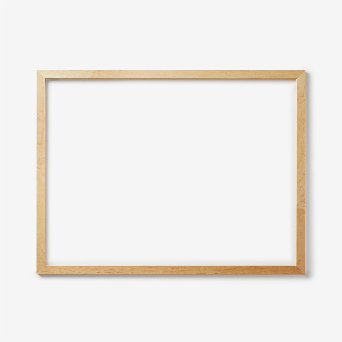 An extra large rectangular maple wood frame on a white background
