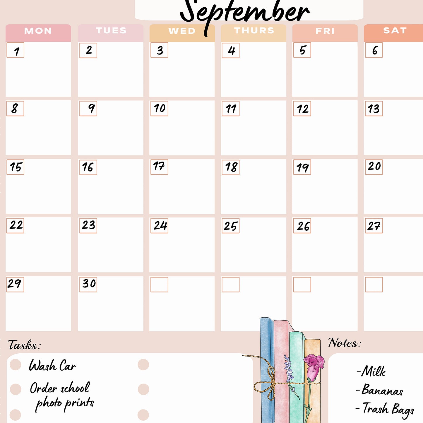 Writable Family Calendar: Soft Sand