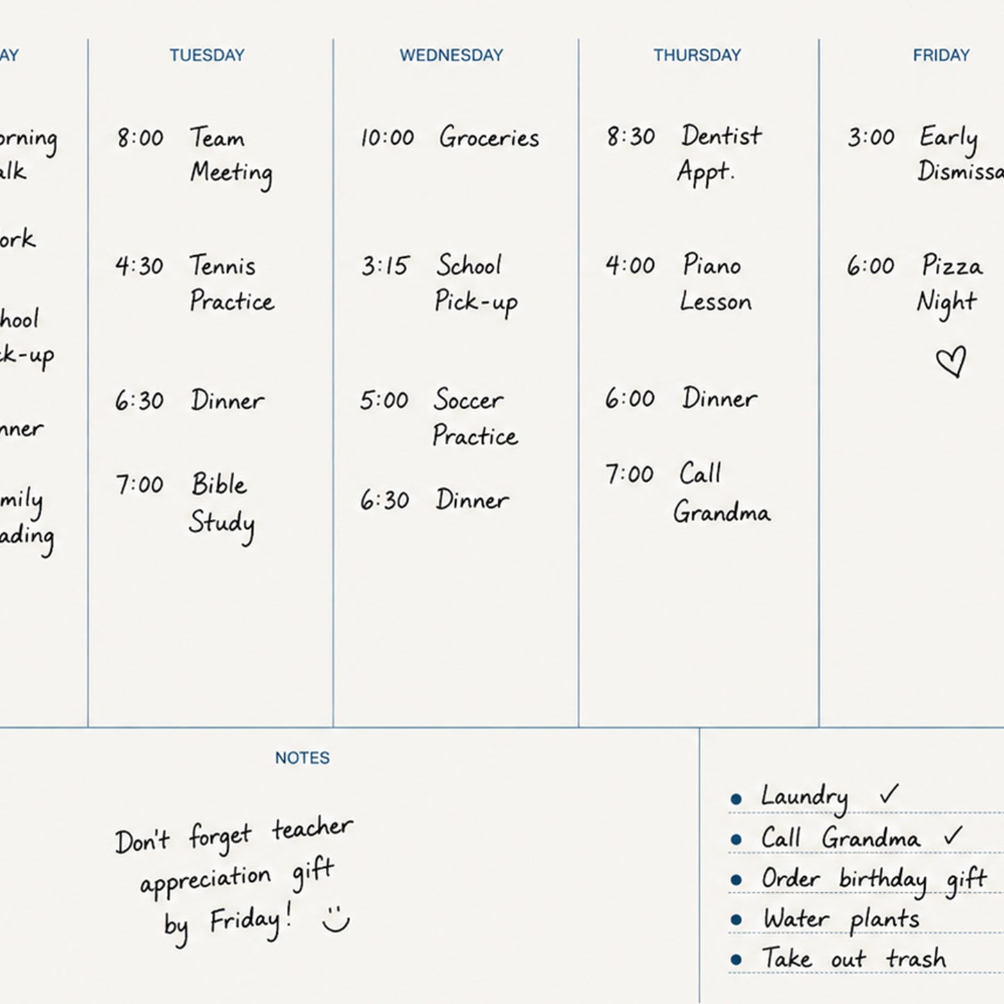 Writable Weekly Planner: Slate Blue