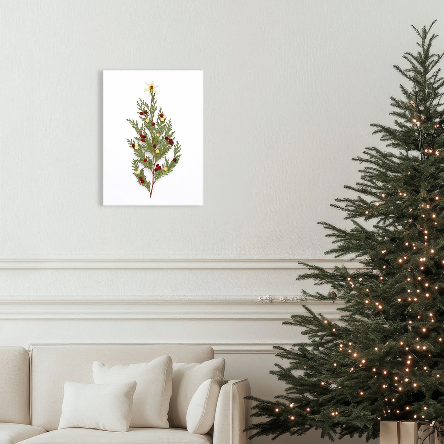 Christmas Tree Pressed Floral Print