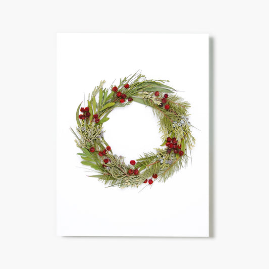 Holly Wreath Pressed Floral Print