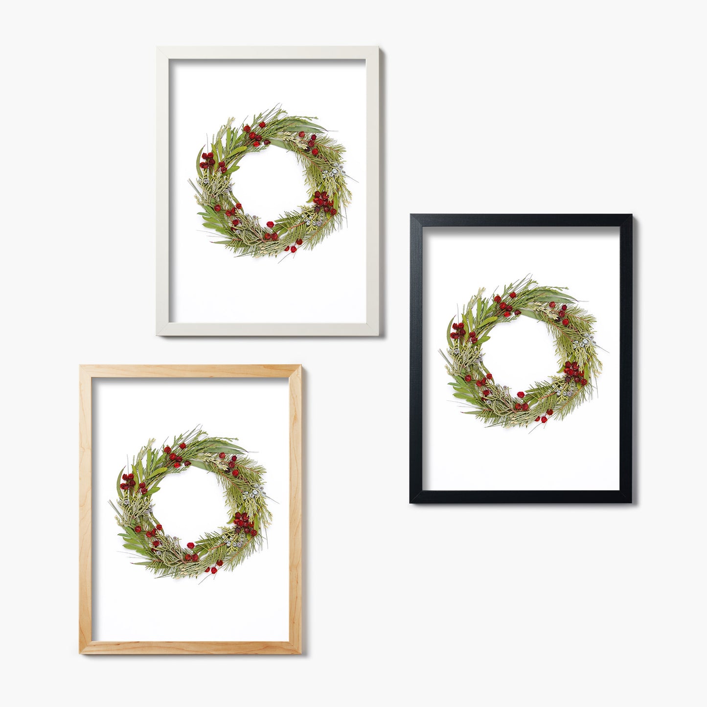 Holly Wreath Pressed Floral Print