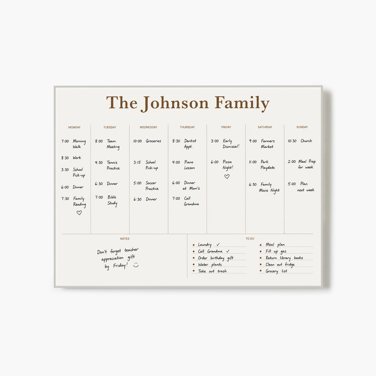 Writable Weekly Planner: Brass