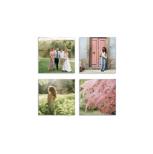 Bundle set of four feminine, floral glass prints arranged in a grid layout on a white background.